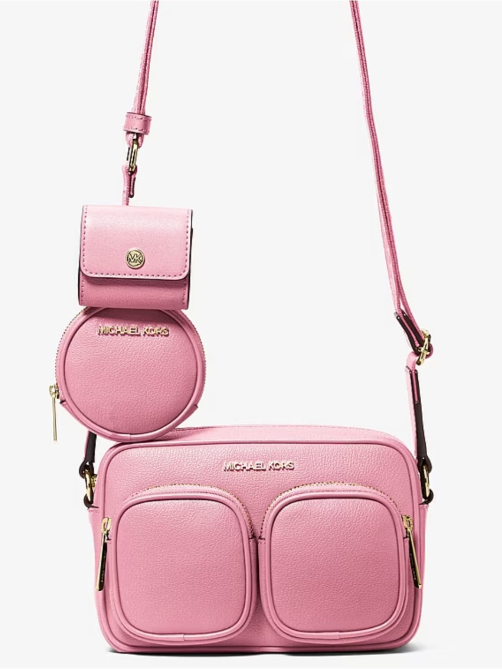 Michael Kors JST Md Pocket Leather Messenger XBody With Attachments Crossbody